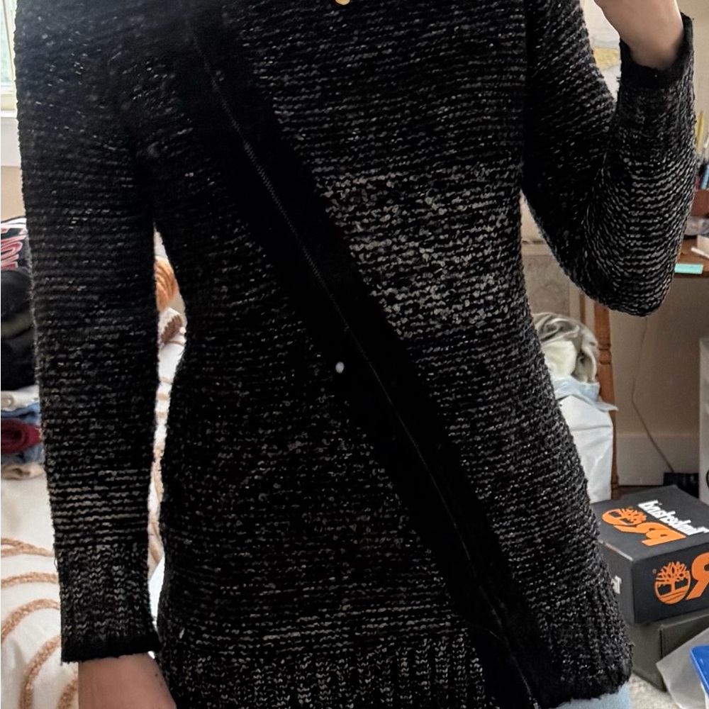 Elegant Black and Gray Women's Cardigan